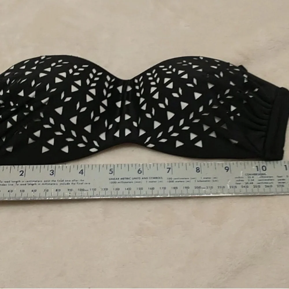 Cape Juby Black and White Laser Cut Bikini Top